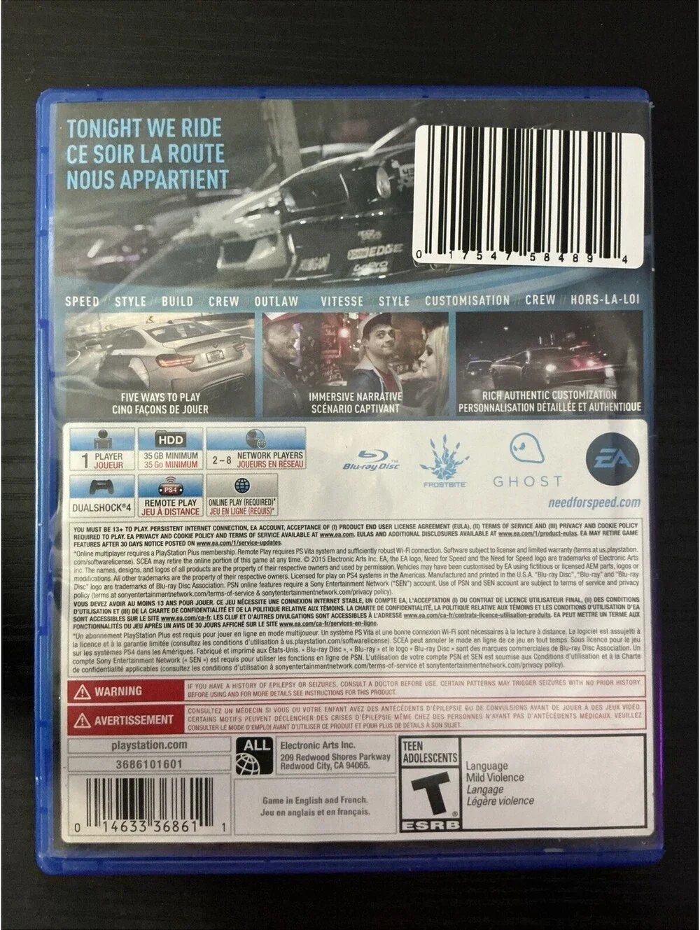 Need For Speed - Sony PlayStation 4 - CIB - Tested
